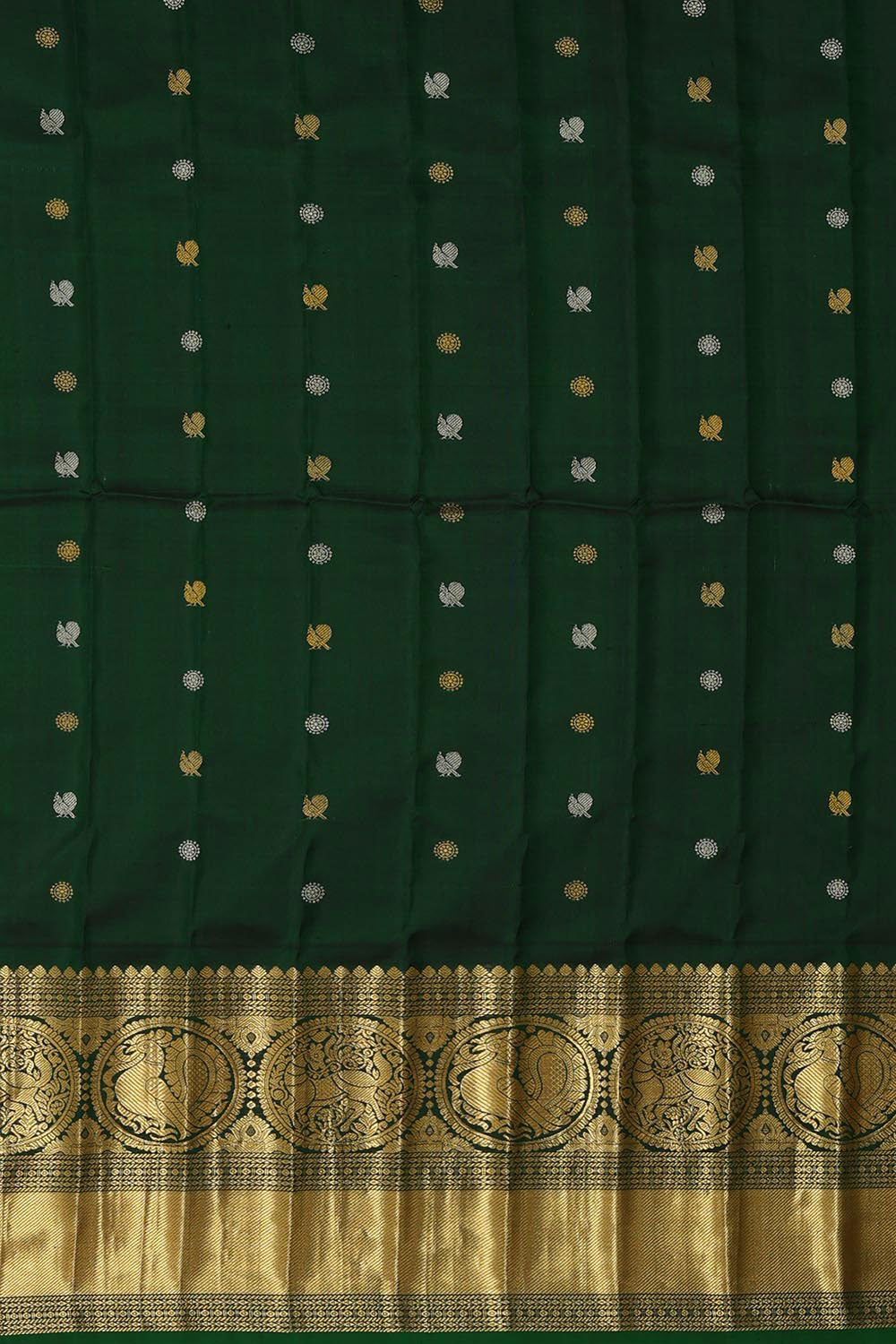 Image of Gadwal Silk Mustard Yellow Saree